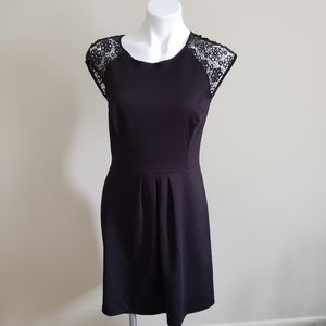 Lauren Conrad Black Dress Crochet arms back Size 8